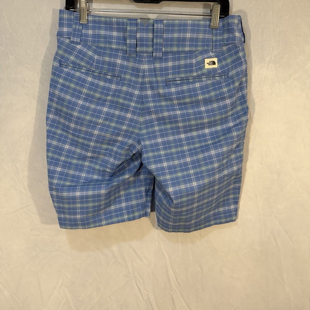 The North Face Blue Plaid Chino Golf Shorts Women's 6 Plaid Check Striped